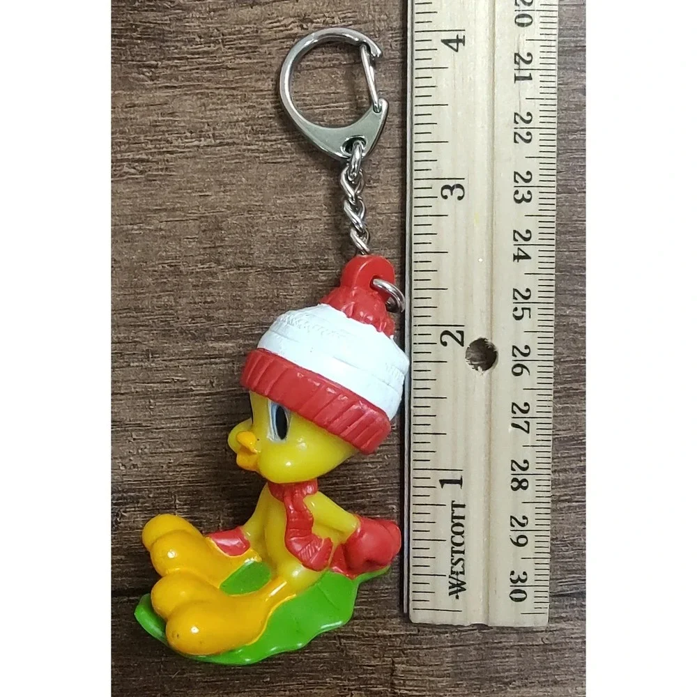 Vtf Tweety Bird Keychain Christmas PVC Figurine Sledding Sled Holly Winter B16
